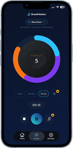 Breathitation running a Slow Down session on iPhone